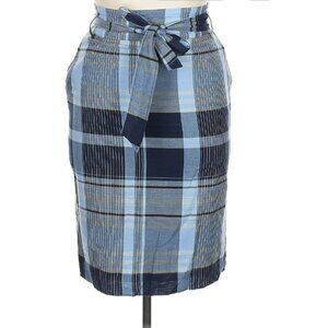 Ann Taylor women's blue plaid, knee length skirt, belt, and pockets! NWOT Size 8